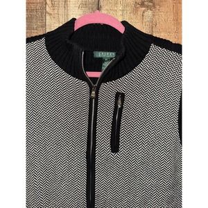 NWOT RL Ralph Lauren Womens 2XL Sweater Vest Black & White Chevron High Quality